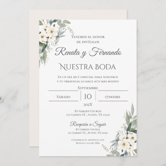 Boho Spanish Wedding Invitation Kaart (Voorkant / Achterkant)