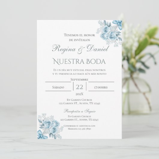Boho Spanish Wedding Invitation Kaart (Staand voorkant)