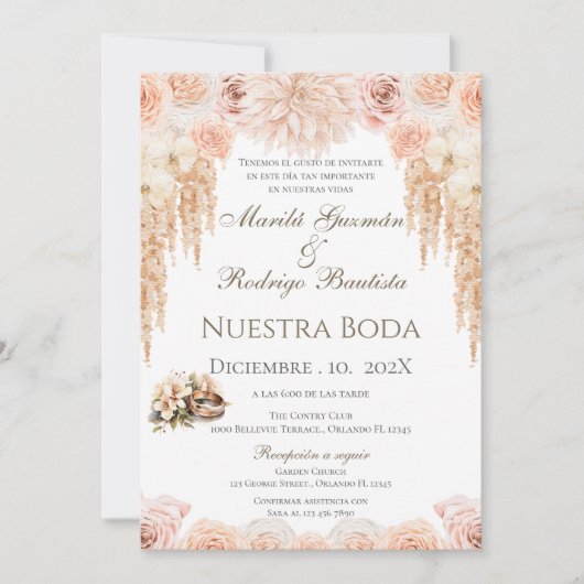 Boho Spanish Wedding Invitation Kaart (Voorkant)