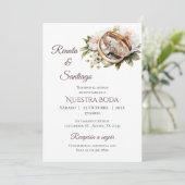 Boho Spanish Wedding Invitation Kaart (Staand voorkant)