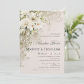 Boho Spanish Wedding Invitation Kaart (Staand voorkant)
