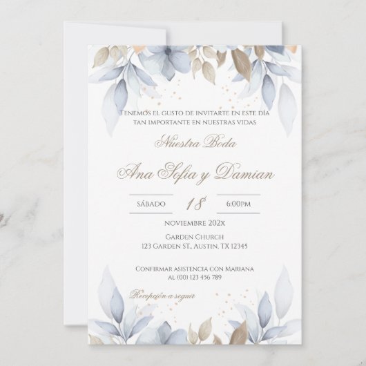 Boho Spanish Wedding Invitation Kaart (Voorkant)