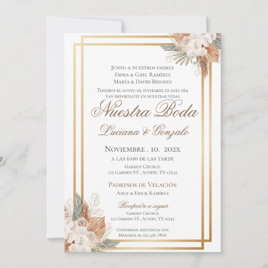 Boho Spanish Wedding Invitation Kaart (Voorkant)