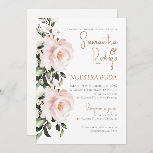 Boho Spanish Wedding Invitation Kaart (Voorkant / Achterkant)