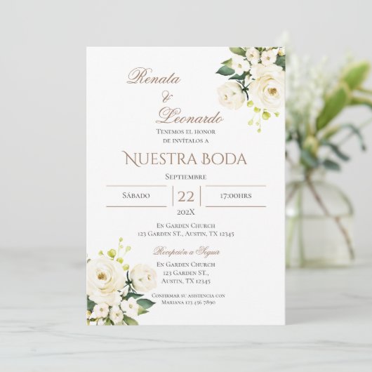 Boho Spanish Wedding Invitation Kaart (Staand voorkant)