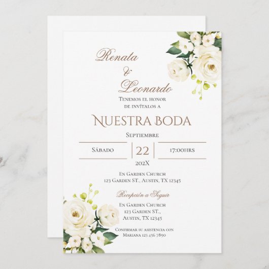 Boho Spanish Wedding Invitation Kaart (Voorkant / Achterkant)