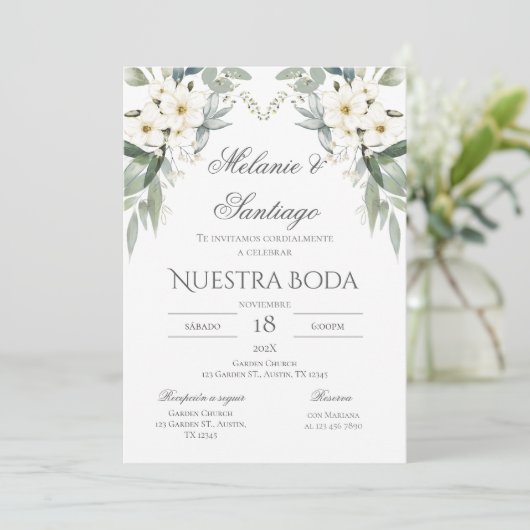 Boho Spanish Wedding Invitation Kaart (Staand voorkant)
