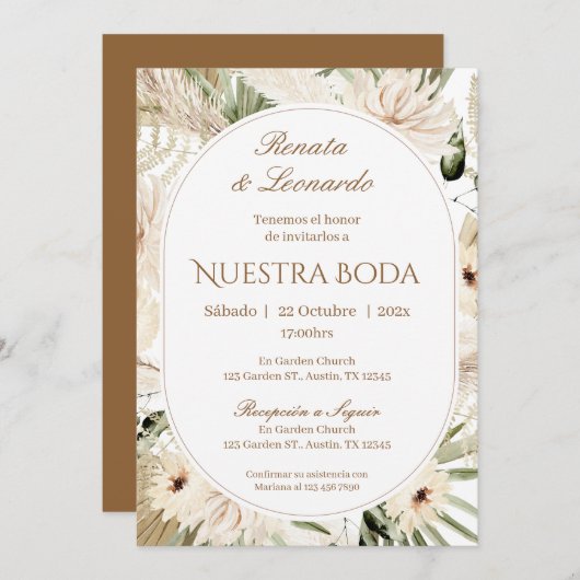 Boho Spanish Wedding Invitation Kaart (Voorkant / Achterkant)