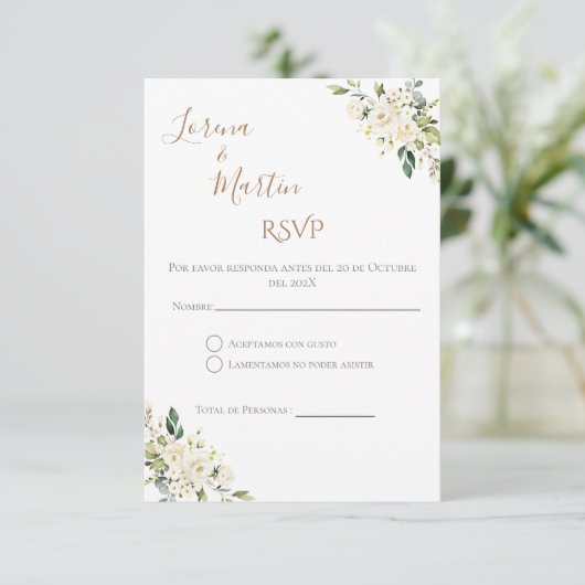 Boho Spanish Wedding RSVP Card Informatiekaartje (Staand voorkant)