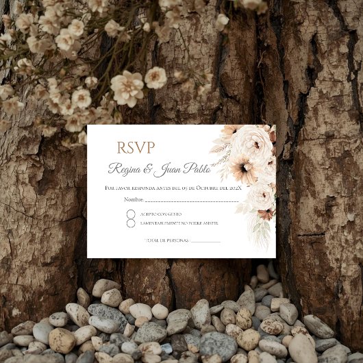 Boho Spanish Wedding RSVP Card Informatiekaartje