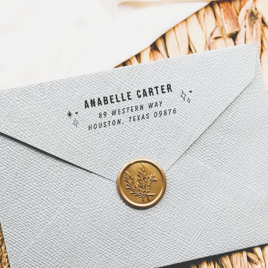 Boho Sparkles Handschrift Naam & Retour Adres Rubberstempel
