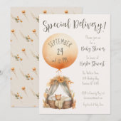 Boho Special Delivery Balloon Baby shower Kaart (Voorkant / Achterkant)