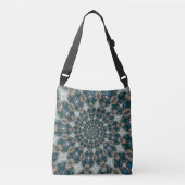 Boho Spiral Blauwgroen en Khaki Kaleidoscope Crossbody Tas (Voorkant)