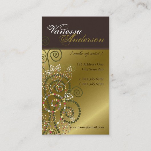 Boho Spirals Pattern Golden Profile Card Visitekaartje (Voorkant)