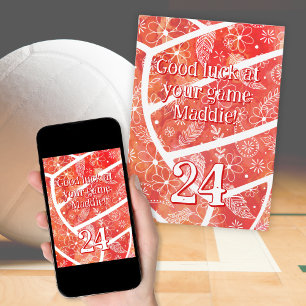 Boho Sports oranje bloemenvolleybal Succes Kaart