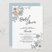 Boho Spring Blue Floral Bridal Brunch Shower Invit Kaart (Voorkant / Achterkant)