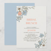 Boho Spring Blue Floral Bridal Brunch Shower Invit Kaart (Voorkant / Achterkant)