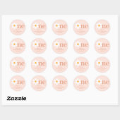 Boho Spring Blush Roze Daisy Een Eerste Verjaardag Ronde Sticker (Vel)