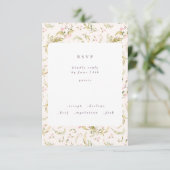 Boho Spring Botanical Big WildFlower Wedding RSVP Kaartje (Staand voorkant)