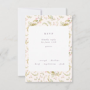 Boho Spring Botanical Big WildFlower Wedding RSVP Kaartje