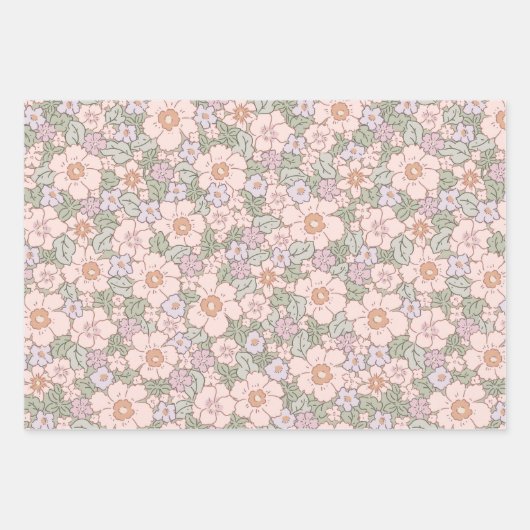 Boho Spring Bunny Botanical Inpakpapier Vel (Voorkant)