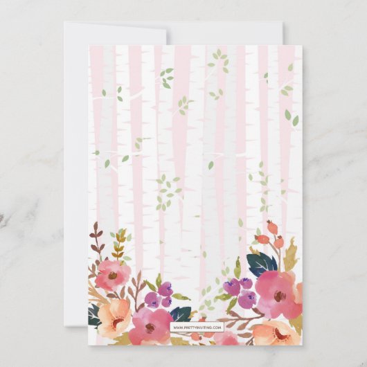 Boho Spring, Chère Bébée Fille Invitation de douch (Dos)