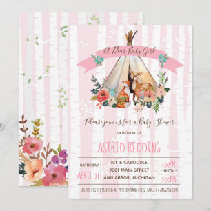 Boho Spring, Chère Bébée Fille Invitation de douch