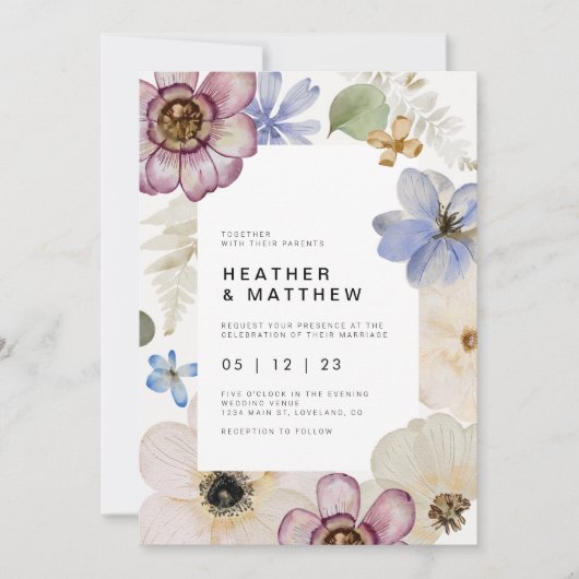 Boho Spring Floral Wedding Invitations (Devant)