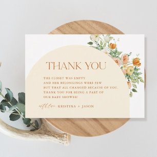 Boho Spring Flowers Baby shower Merci Cartes