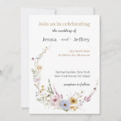 Boho Spring Flowers Photo Faire-part de mariage (Devant)