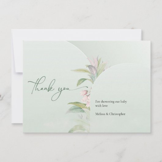 Boho Spring greenery eucalyptus blush baby dank Bedankkaart (Voorkant)