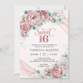 Boho spring roos gouden rozen eucalyptusgoud kaart (Voorkant)