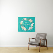 Boho Spring Wedding Backdrop Turquoise Baby shower Wandkleed (In Situ (horizontaal))