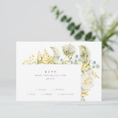Boho Spring Wild Botanical Florals Lijst Wedding RSVP Kaartje (Staand voorkant)