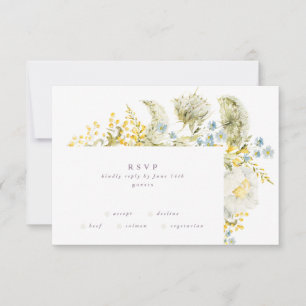 Boho Spring Wild Botanical Florals Lijst Wedding RSVP Kaartje