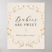 Boho Spring Wildflower baby's zijn lief teken Poster (Voorkant)
