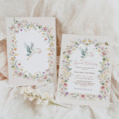 Boho Spring Wildflower Ooievaar Meisje Baby shower Kaart