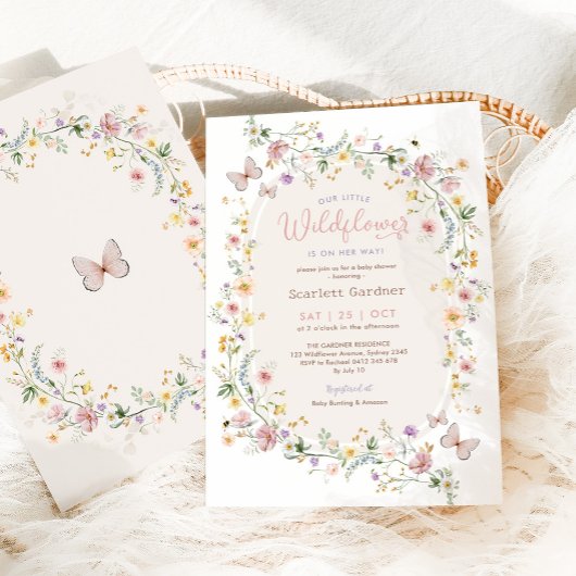 Boho Spring Wildflower Tuin Meisje Baby shower Kaart