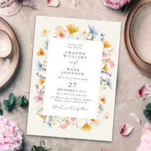 Boho Spring Wildflowers Botanische Tuin Wedding Kaart