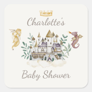 Boho Sprookjesboek Draak Baby Borrelcadeau Vierkante Sticker