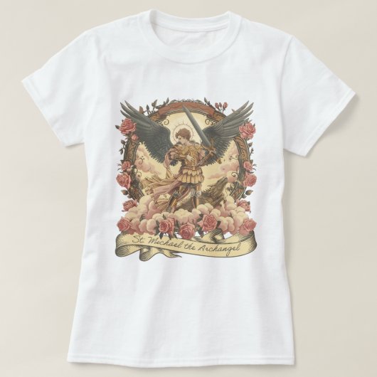 Boho St. Michael Aartsengel Traditioneel Katholiek T-shirt (Design voorkant)