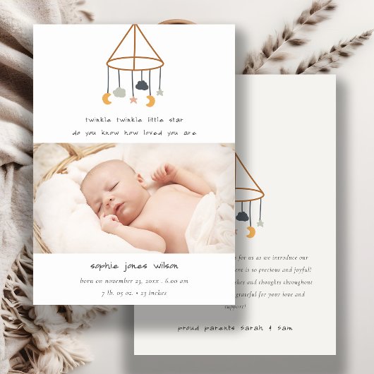 Boho Star Moon Cloud Baby Photo Faire-part de nais