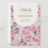 Boho Stawberry Bloemen Baby shower Uitnodiging (Achterkant)