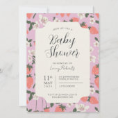 Boho Stawberry Bloemen Baby shower Uitnodiging (Voorkant)
