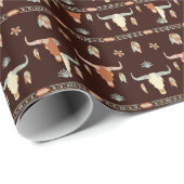 Boho Steer Pattern Cadeaupapier (Rol Hoek)