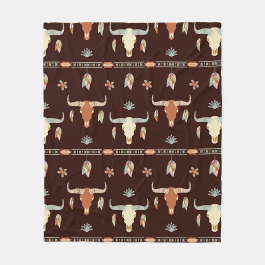 Boho Stier Patroon Fleece Deken (Voorkant)