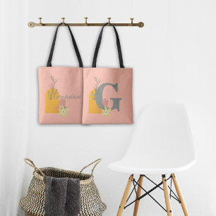 Boho Stijl Aangepast Monogram en Naam Gekleurd Draagtas