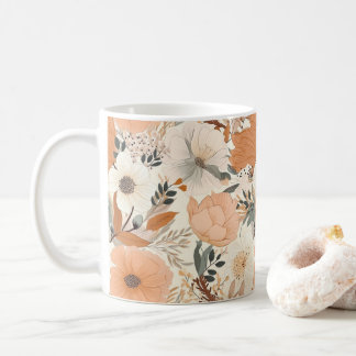Boho-stijl bloemen patroon lichte kleuren koffiemok