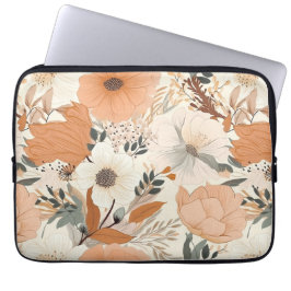 Boho-stijl bloemen patroon lichte kleuren laptop sleeve