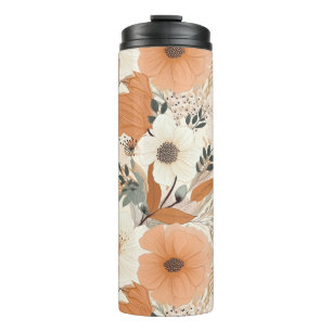 Boho-stijl bloemen patroon lichte kleuren thermosbeker